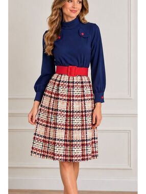 Vintage 1960s Bobbie Brooks Plaid Dress Made USA ILGWU Mod Preppy Size Vintage 9